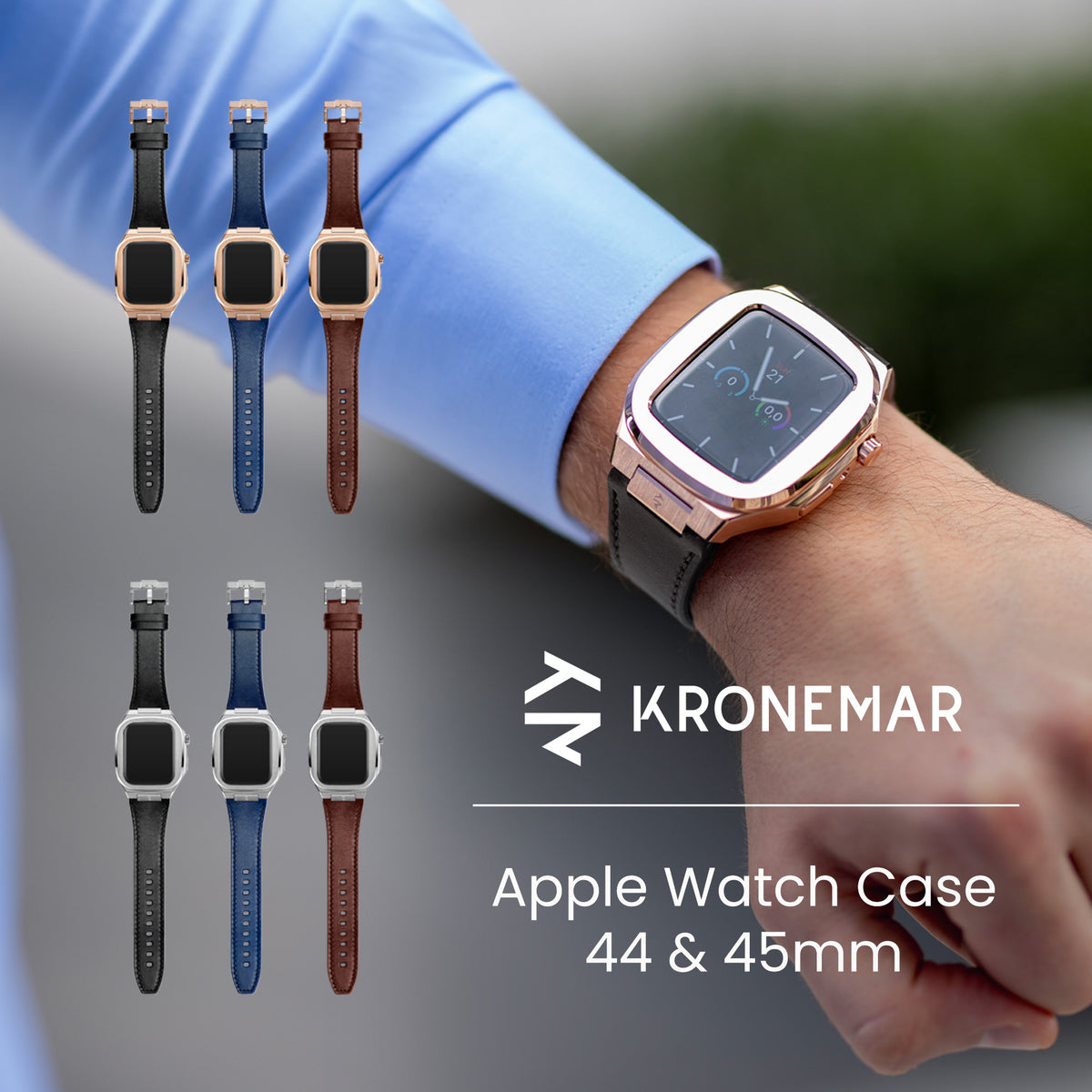 Kronemar Apple Watch ケース イタリアンレザーバンド付 45mm 44mm アップルウォッチ 9/8/7/6/5/4/SE対応 –  Kronemar Japan